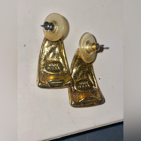 VINTAGE MARKED MADE IN USA ENAMELED EARRINGS - Picture 3 of 5